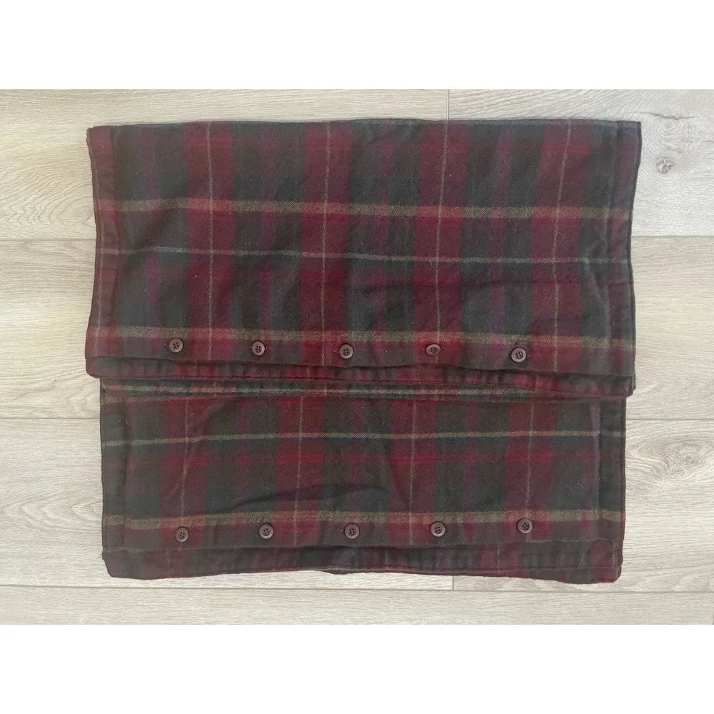 Vtg Pr  Ralph Lauren  100% Wool Tartan Plaid Euro Pillow Shams Burgundy Green